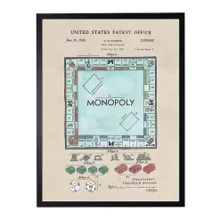 Watercolor Vintage Monopoly Framed Art Print