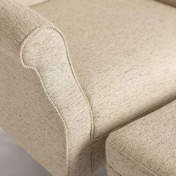 Wheat Tufted Chair & Ottoman Set