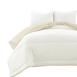 White & Tan Reversible 3-pc. King Comforter Set
