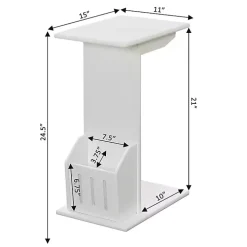 White Accent Table with Magazine Holder