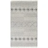 White and Black Diamond Tassel Wool Area Rug, 8x10