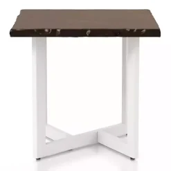 White and Dark Oak Wood Live Edge Accent Table