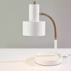 White and Gold Brayden Charging Desk Lamp