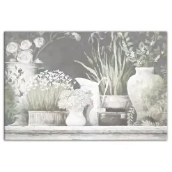White and Gray Floral Assortment Canvas Art Print
