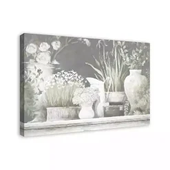 White and Gray Floral Assortment Canvas Art Print