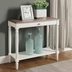 White and Natural Davis Console Table