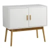 White and Natural Wood Reversible Doors Cabinet