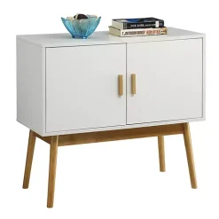 White and Natural Wood Reversible Doors Cabinet