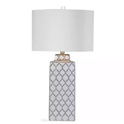 White and Silver Quatrefoil Table Lamp