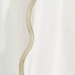 White and Tan Scalloped Curtain Panel Set, 84 in.