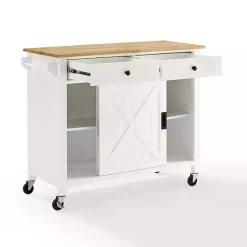 White Barn Door Kitchen Cart