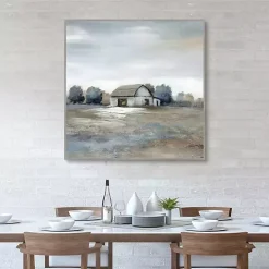 White Barn in Pasture Framed Canvas Art Print