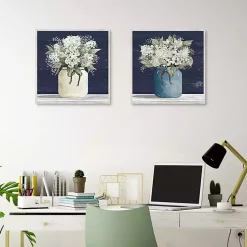 White Blossom Bouquet 2-pc. Framed Wall Art Set