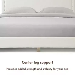 White Boucle Scalloped Corey Queen Platform Bed