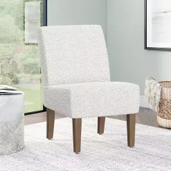 White Boucle Slipper Accent Chair