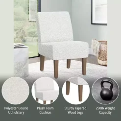 White Boucle Slipper Accent Chair