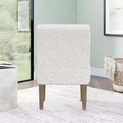 White Boucle Slipper Accent Chair