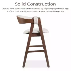 White Boucle Wood Penny Counter Stools, Set of 2