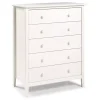 White Brazilian Pine Wood 5-Drawer Chest
