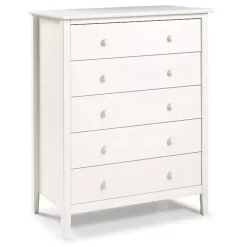White Brazilian Pine Wood 5-Drawer Chest
