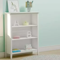 White Brazilian Pine Wood 3-Tier Bookshelf