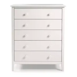 White Brazilian Pine Wood 5-Drawer Chest