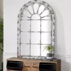 White Brown Rustic Window Iron Frame Wall Mirror