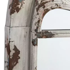 White Brown Rustic Window Iron Frame Wall Mirror