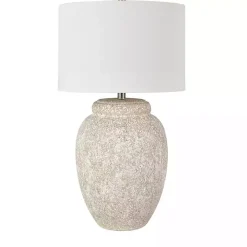 White Brush Textured Table Lamp