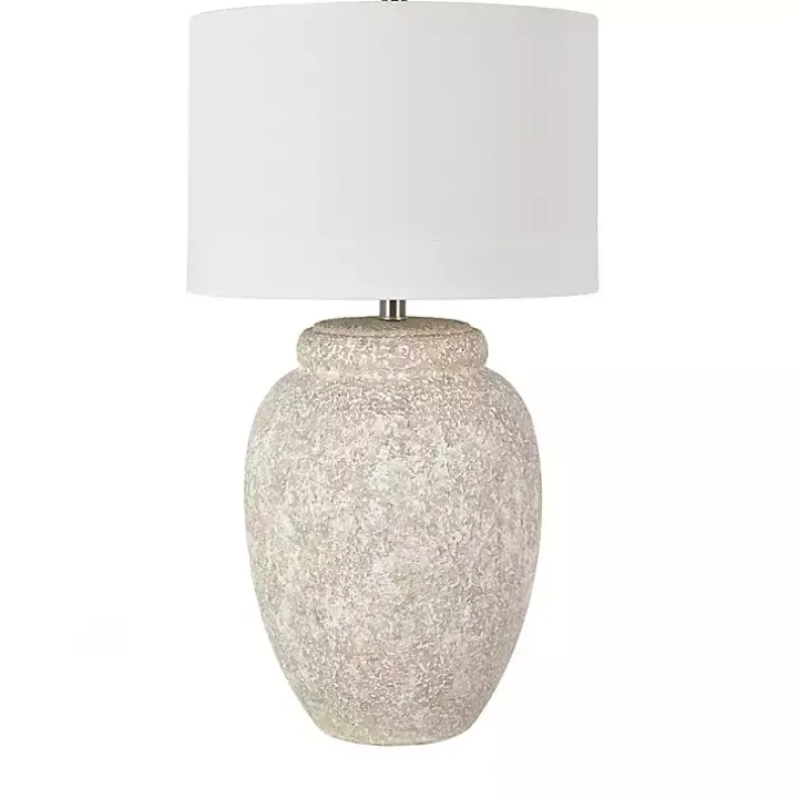 White Brush Textured Table Lamp