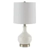 White Ceramic Embossed Table Lamp