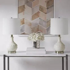 White Ceramic Embossed Table Lamp