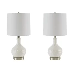 White Ceramic Embossed Table Lamp
