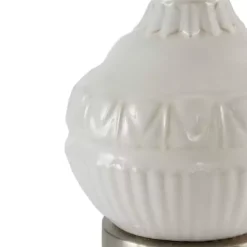 White Ceramic Embossed Table Lamp