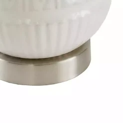 White Ceramic Embossed Table Lamp