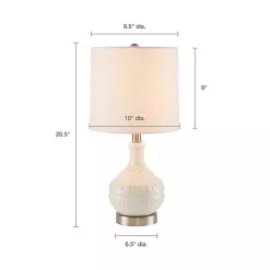 White Ceramic Embossed Table Lamp