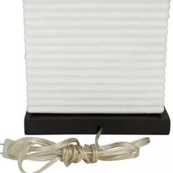 White Ceramic Fluted Rectangular Table Lamp