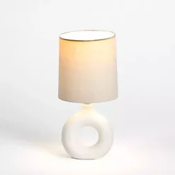White Ceramic Open Circle Mini Lamp