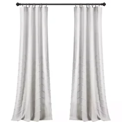 White Chenille Chevron Curtain Panel Set, 84 in.
