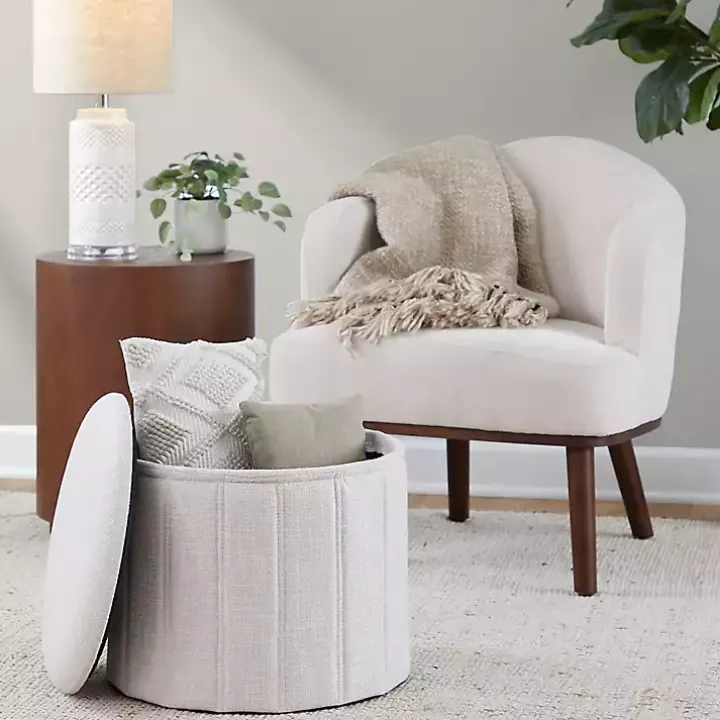 White Collapsible Storage Ottoman