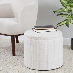 White Collapsible Storage Ottoman