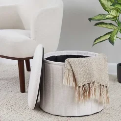 White Collapsible Storage Ottoman