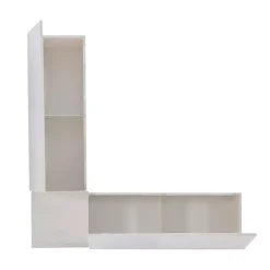 White Corner Bench with Blue Cushions