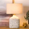 White Distressed Narrow Table Lamp