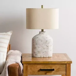 White Distressed Narrow Table Lamp