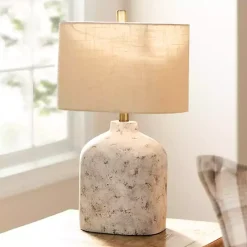 White Distressed Narrow Table Lamp