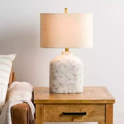White Distressed Narrow Table Lamp