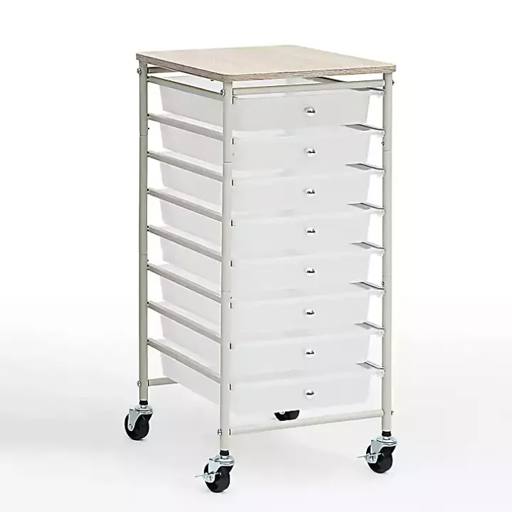 White 8-Drawer Rolling Storage Cart
