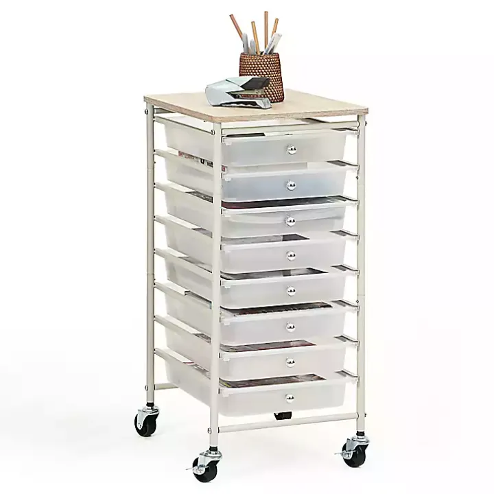 White 8-Drawer Rolling Storage Cart