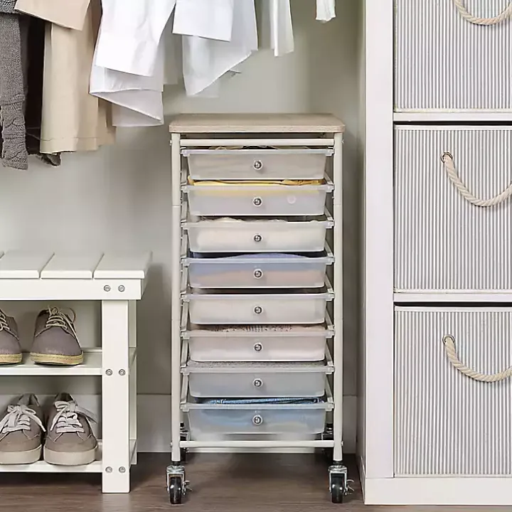 White 8-Drawer Rolling Storage Cart